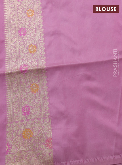 Banarasi uppada silk saree baby pink with allover zari woven brocade weaves and zari woven border