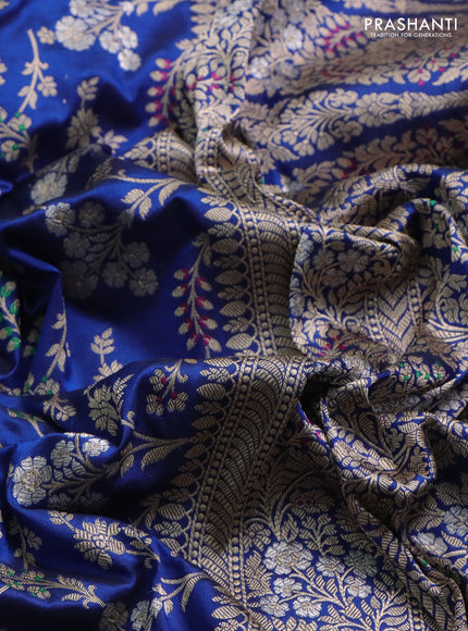 Banarasi uppada silk saree blue with allover zari woven brocade weaves and zari woven border