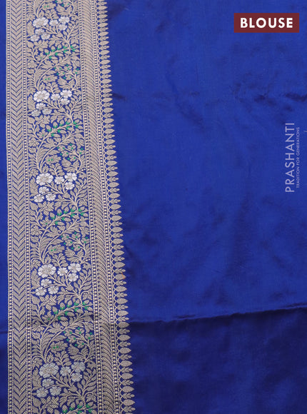 Banarasi uppada silk saree blue with allover zari woven brocade weaves and zari woven border