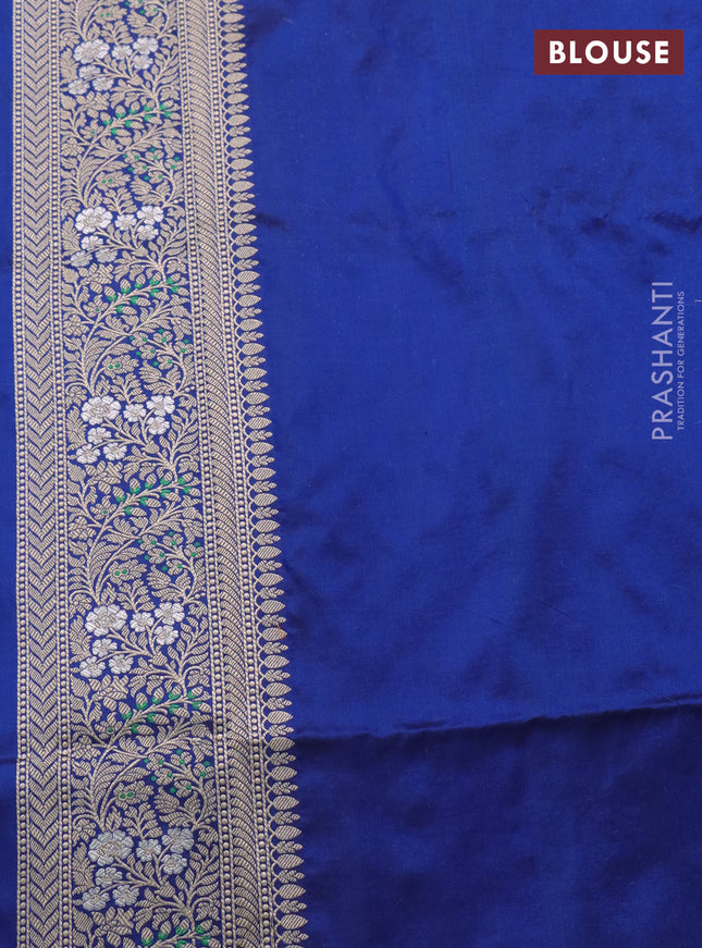 Banarasi uppada silk saree blue with allover zari woven brocade weaves and zari woven border
