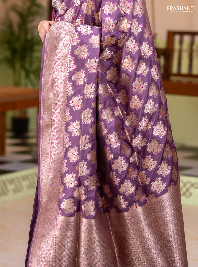 Banarasi uppada silk saree pastel purple with allover zari woven buttas and zari woven border