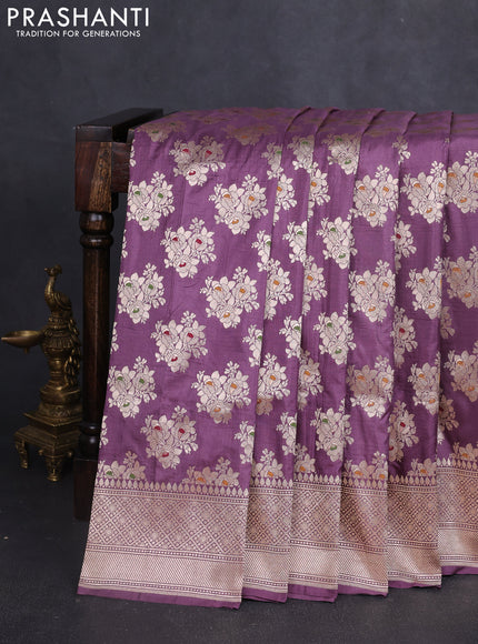 Banarasi uppada silk saree pastel purple with allover zari woven buttas and zari woven border