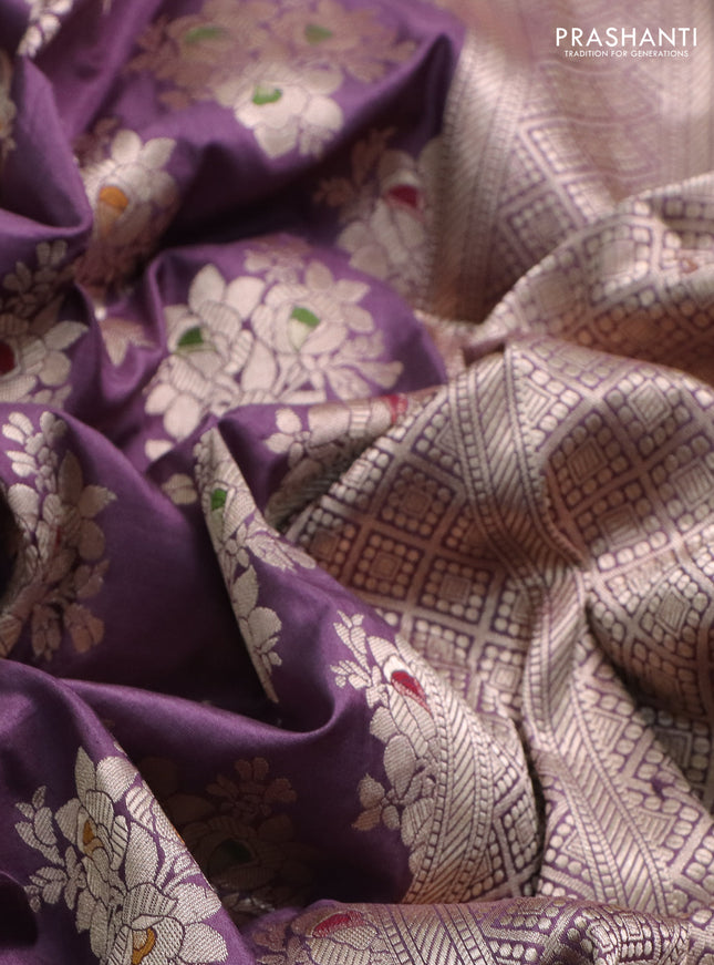 Banarasi uppada silk saree pastel purple with allover zari woven buttas and zari woven border