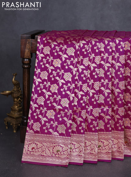Banarasi uppada silk saree magenta pink with allover zari woven brocade weaves and zari woven border