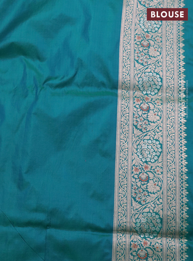 Banarasi uppada silk saree teal green with allover zari woven brocade weaves and zari woven border