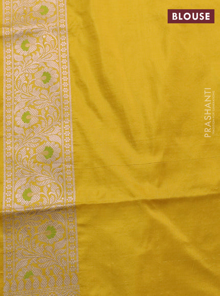 Banarasi uppada silk saree mustard yellow with allover zari woven brocade weaves and zari woven border