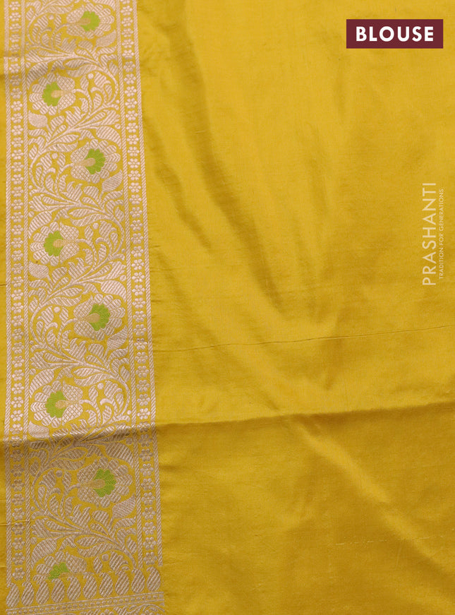 Banarasi uppada silk saree mustard yellow with allover zari woven brocade weaves and zari woven border