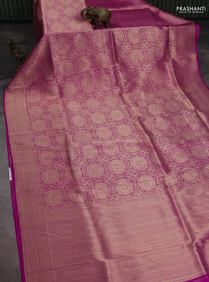 Banarasi uppada silk saree magenta pink with allover zari woven brocade weaves and zari woven border