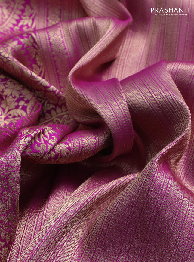 Banarasi uppada silk saree magenta pink with allover zari woven brocade weaves and zari woven border