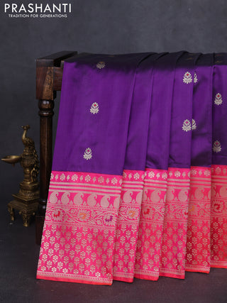 Banarasi uppada silk saree purple and pink with zari woven buttas and long zari woven border