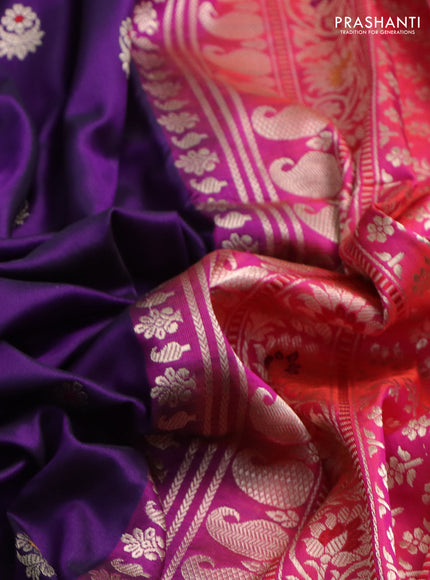 Banarasi uppada silk saree purple and pink with zari woven buttas and long zari woven border