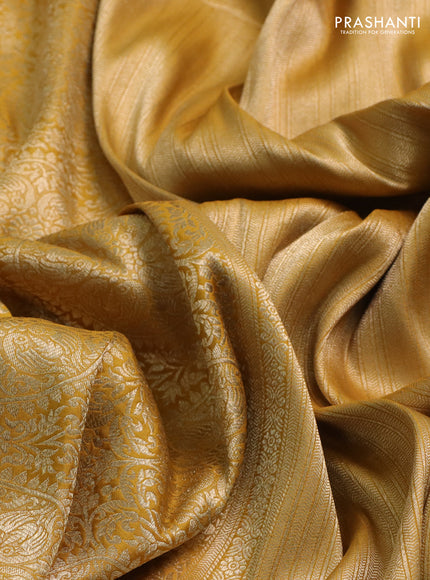 Banarasi uppada silk saree mustard yellow with allover zari woven brocade weaves and zari woven border