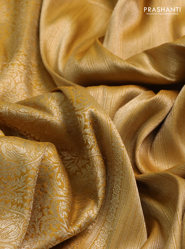 Banarasi uppada silk saree mustard yellow with allover zari woven brocade weaves and zari woven border