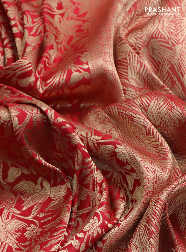 Banarasi uppada silk saree red with allover zari woven brocade weaves and zari woven border
