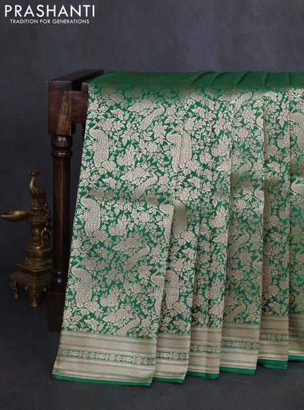 Banarasi uppada silk saree green with allover zari woven brocade weaves and zari woven border
