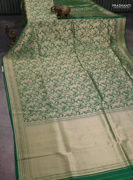 Banarasi uppada silk saree green with allover zari woven brocade weaves and zari woven border