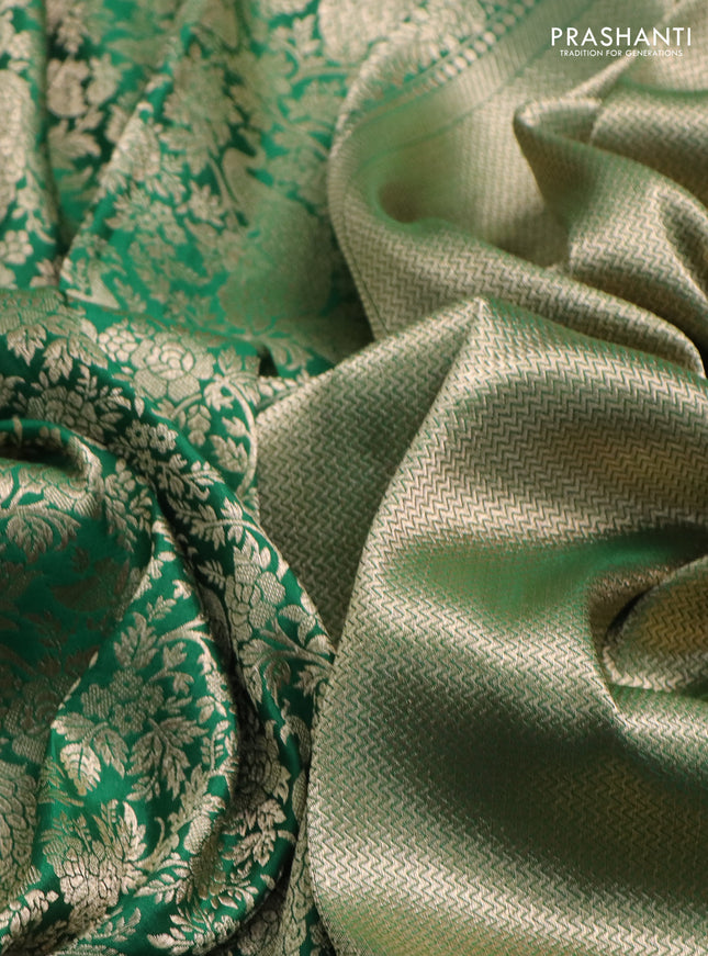 Banarasi uppada silk saree green with allover zari woven brocade weaves and zari woven border