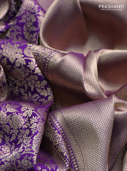 Banarasi uppada silk saree violet with allover zari woven brocade weaves and zari woven border