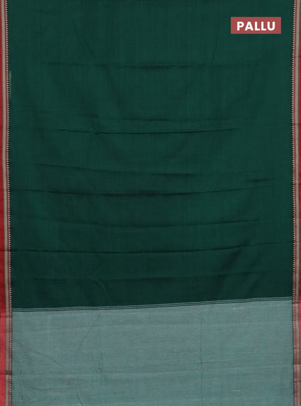 Narayanpet cotton saree bottle green and maroon with plain body and thread woven border