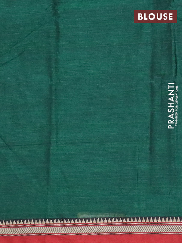 Narayanpet cotton saree bottle green and maroon with plain body and thread woven border