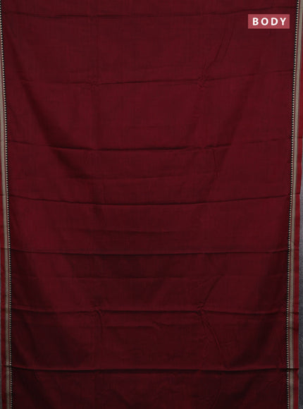 Narayanpet cotton saree deep maroon with plain body and thread woven border