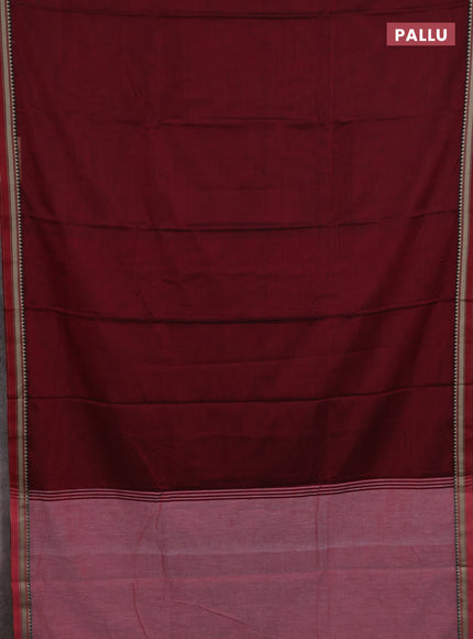 Narayanpet cotton saree deep maroon with plain body and thread woven border