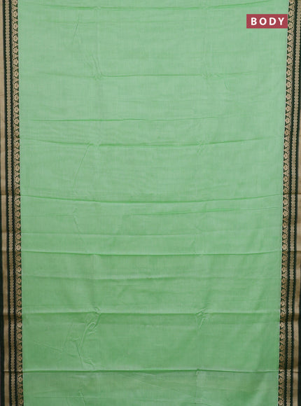 Narayanpet cotton saree pista green and green with plain body and thread woven border