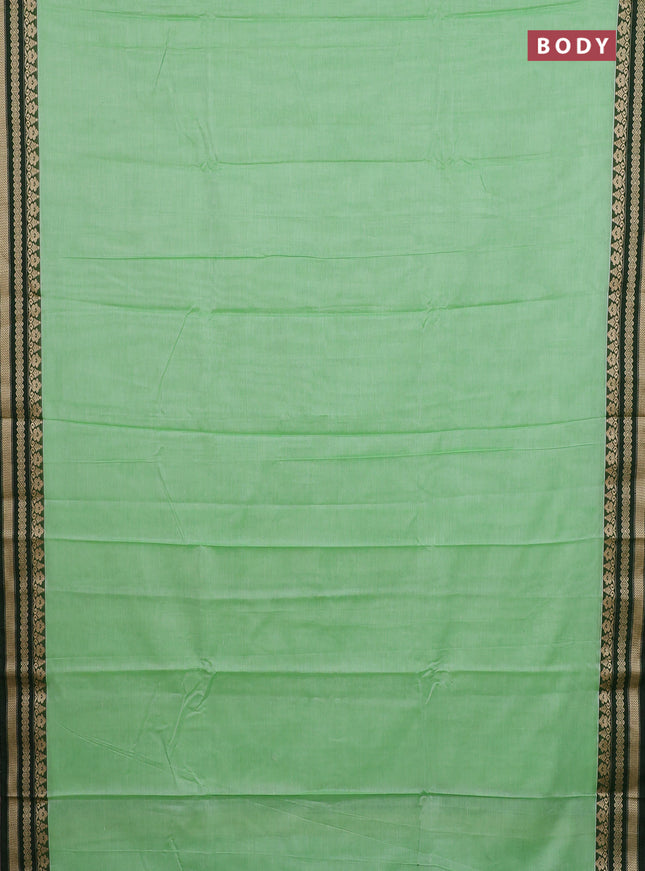 Narayanpet cotton saree pista green and green with plain body and thread woven border