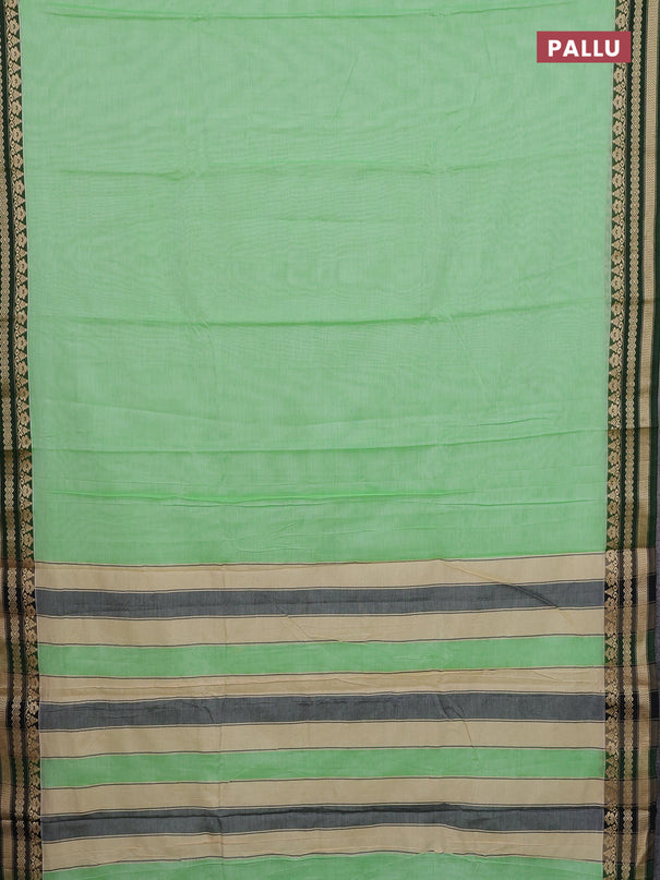 Narayanpet cotton saree pista green and green with plain body and thread woven border