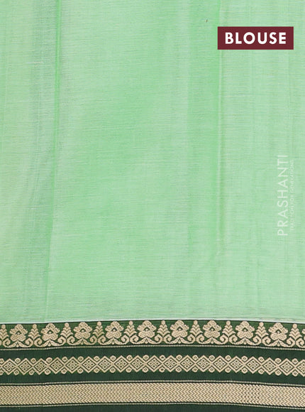 Narayanpet cotton saree pista green and green with plain body and thread woven border