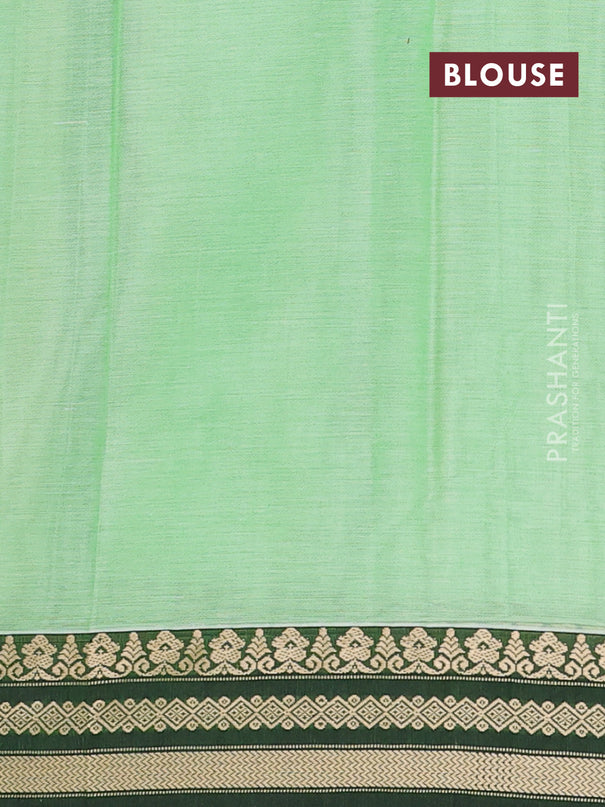 Narayanpet cotton saree pista green and green with plain body and thread woven border