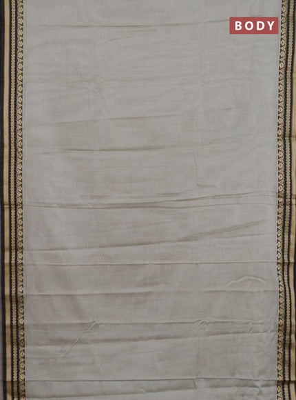 Narayanpet cotton saree grey and black with plain body and thread woven border