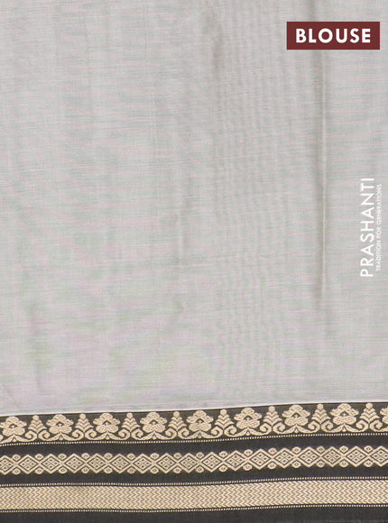 Narayanpet cotton saree grey and black with plain body and thread woven border