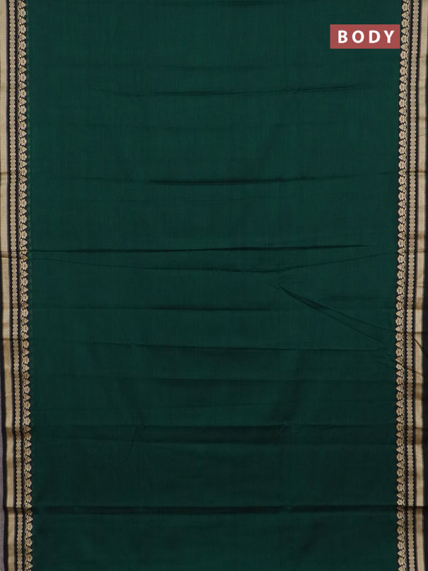 Narayanpet cotton saree green and black with plain body and thread woven border