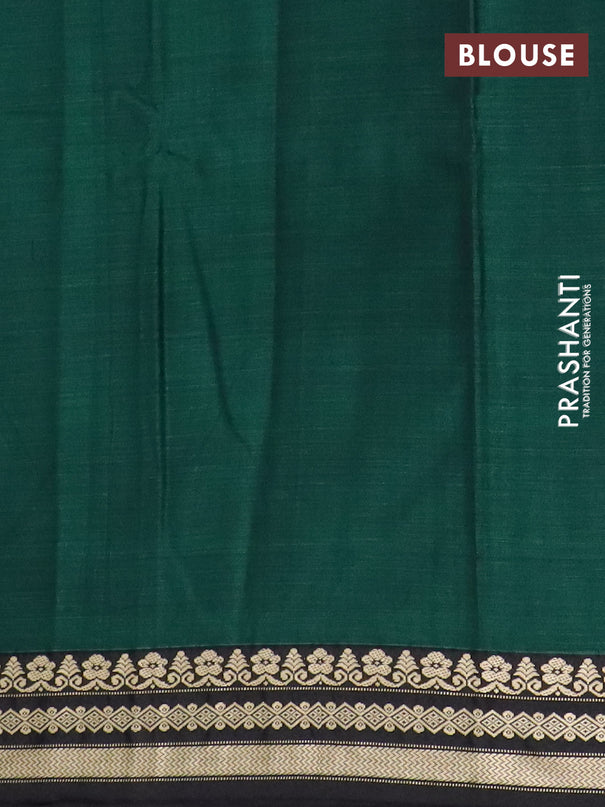 Narayanpet cotton saree green and black with plain body and thread woven border