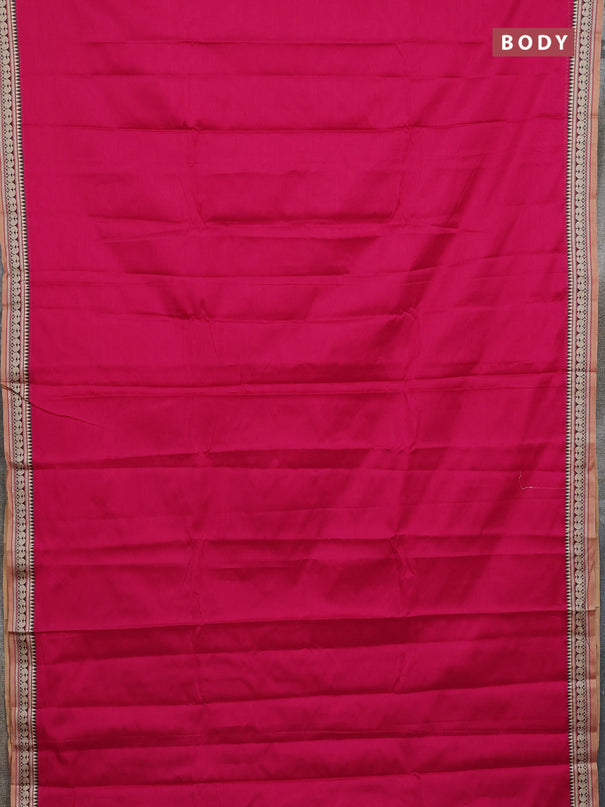 Narayanpet cotton saree pink and beige with plain body and thread woven border