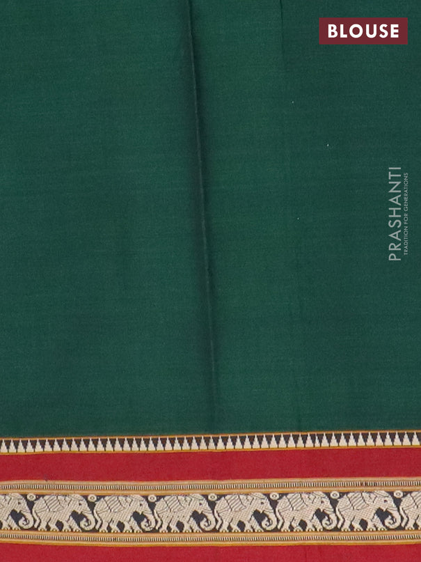 Narayanpet cotton saree bottle green and maroon with plain body and thread woven border