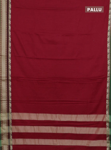 Narayanpet cotton saree red and green with plain body and thread woven border