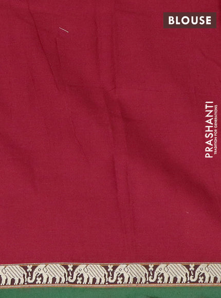 Narayanpet cotton saree red and green with plain body and thread woven border