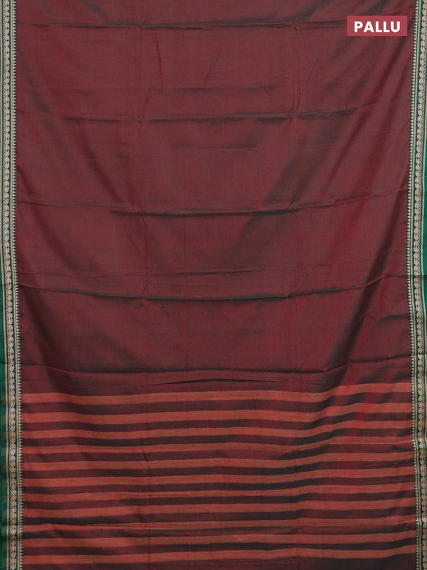 Narayanpet cotton saree dual shade of reddish green and green with plain body and thread woven border