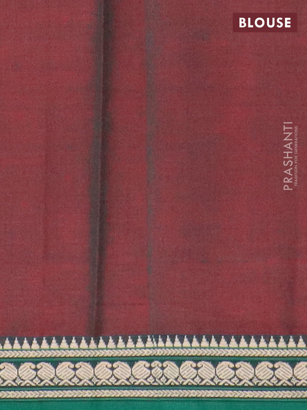 Narayanpet cotton saree dual shade of reddish green and green with plain body and thread woven border