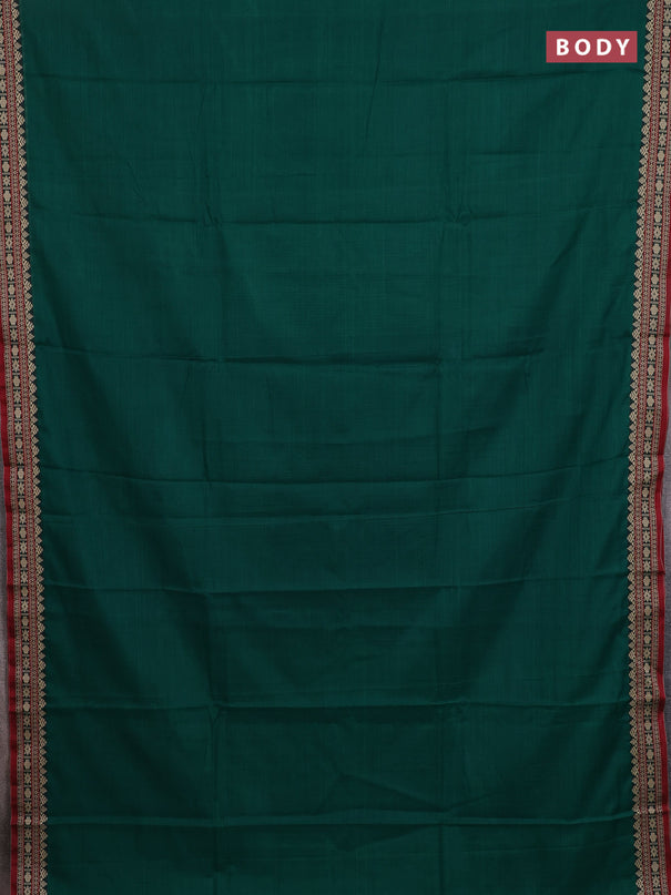 Narayanpet cotton saree green and maroon with plain body and thread woven border