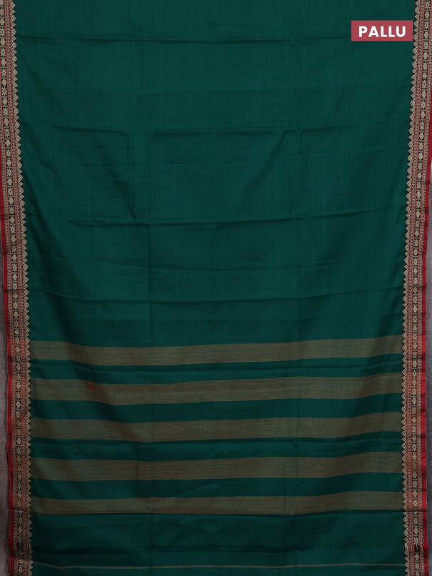 Narayanpet cotton saree green and maroon with plain body and thread woven border