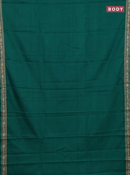 Narayanpet cotton saree green with plain body and thread woven border