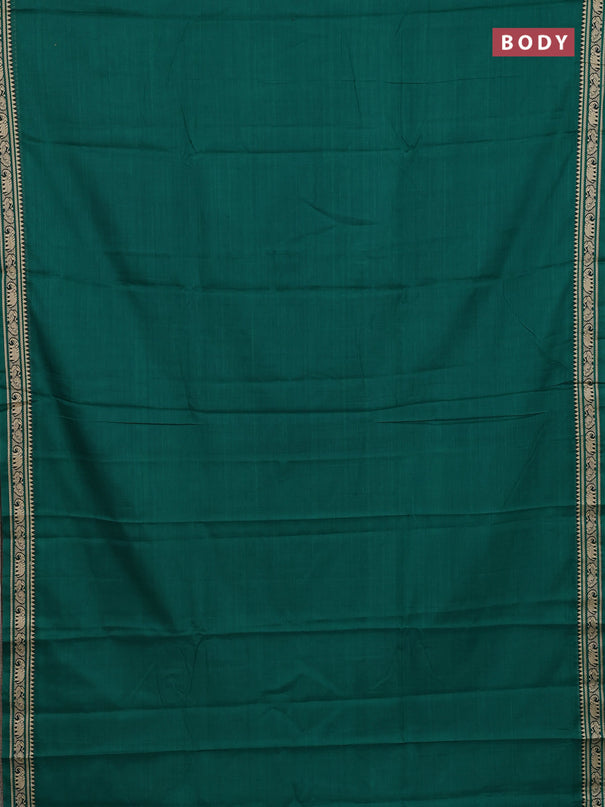 Narayanpet cotton saree green with plain body and thread woven border
