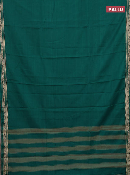 Narayanpet cotton saree green with plain body and thread woven border