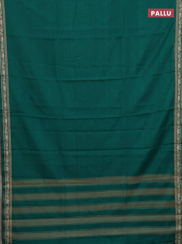Narayanpet cotton saree green with plain body and thread woven border
