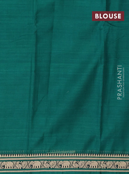 Narayanpet cotton saree green with plain body and thread woven border