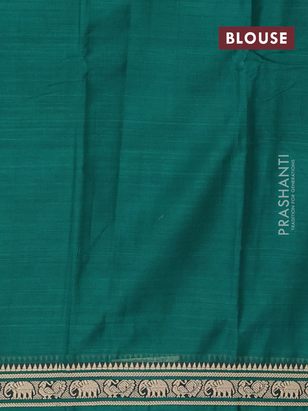 Narayanpet cotton saree green with plain body and thread woven border