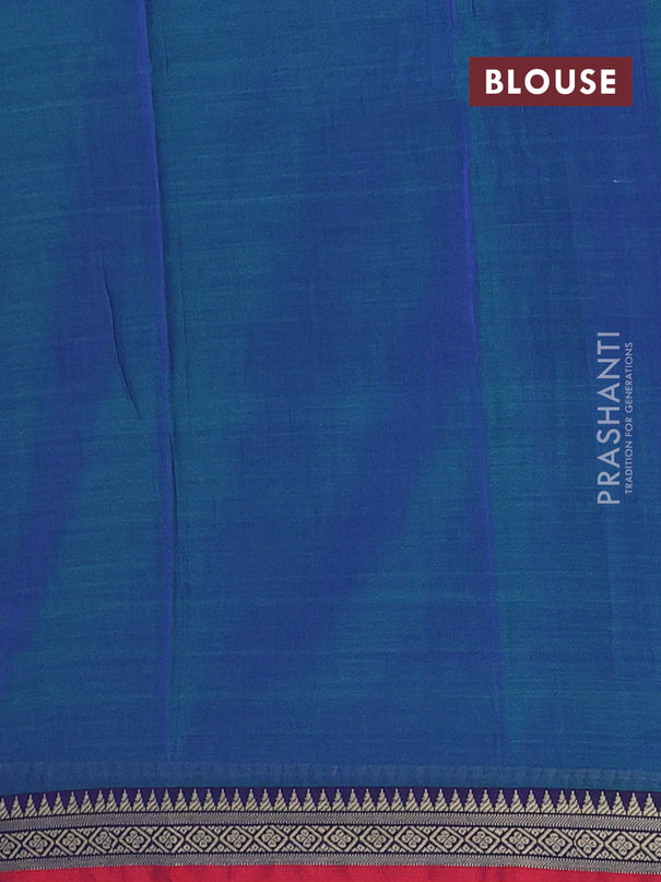 Narayanpet cotton saree dual shade of greenish blue and orange with plain body and thread woven border